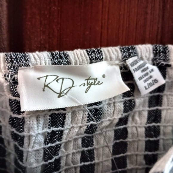 RD STYLE CROP TANK - Large - Striped Top Button Down Summer Sleeveless Shirt - Picture 7 of 7